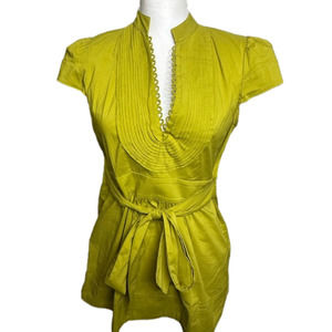 BCBGMAXAZRIA Yellow Green blouse - size small -